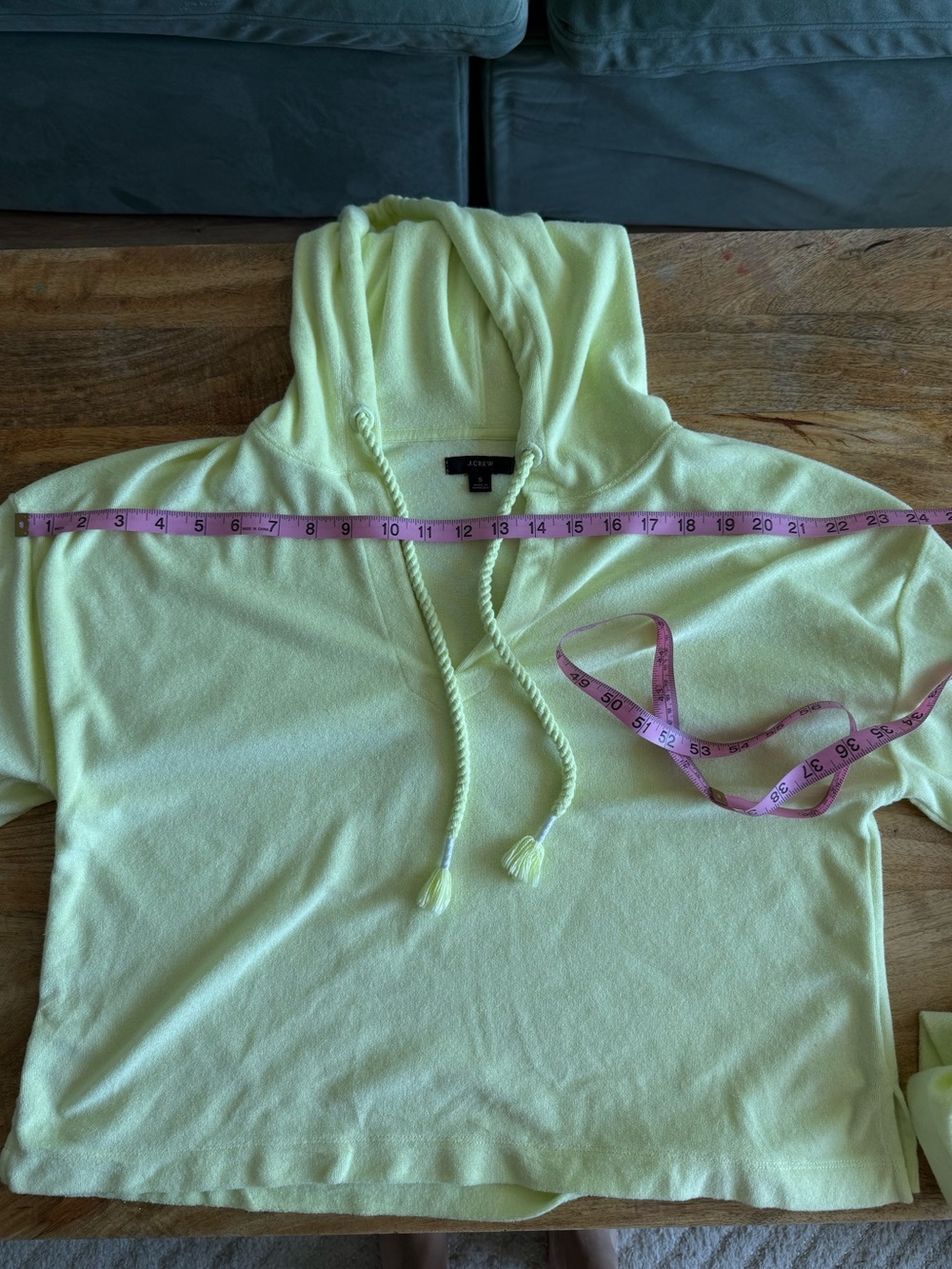 J.Crew Neon Yellow Terry Hoodie Cover Up Set S - Picture 5 of 8